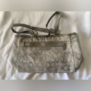 Coach Signature Gallery Tote Handbag - Grey/Silver Jacquard & Leather F15121